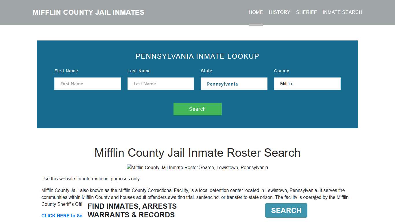 Mifflin County Jail Inmate Roster Lookup, Lewistown, PA